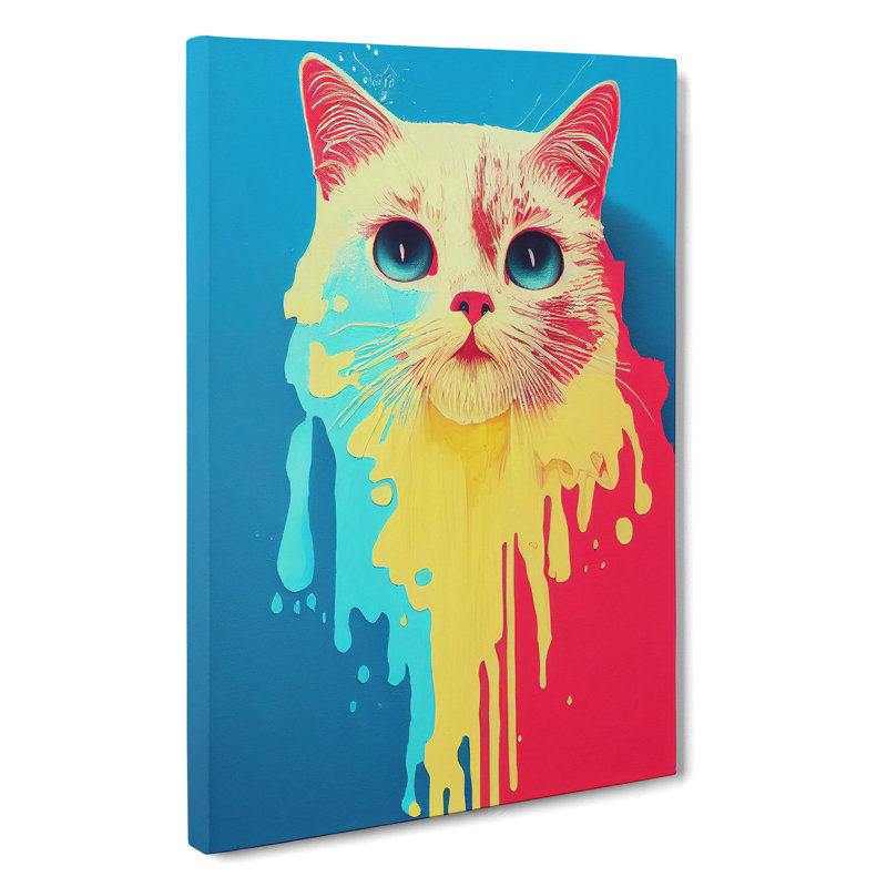 Cat In Paint No.6 - Wrapped Canvas, 60cm H x 40cm W x 3cm D