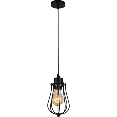 Mini-luminaire suspendu 1 lumière avec finition noire