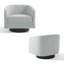 Fauteuil demi-tonneau pivotant en chenille gris clair avec base en bois massif Applewold-630617472