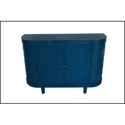 47''Oval Storage Cabinet with 4 Doors,Buffet Sideboard Cabinet with Storage, Fluted Accent Storage Cabinet with Curvy Edge, Sliding Door, Freestanding Credenza, Console Table for Living Room, Kitchen
