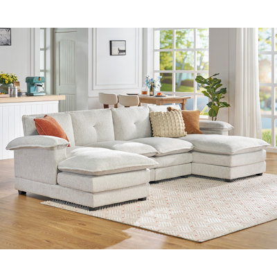 115 Inch Sectional Couch, Modular Sectional Sofa- Double Layer Seat Cushions, U Shaped Couch- Comfy Couches For Living Room