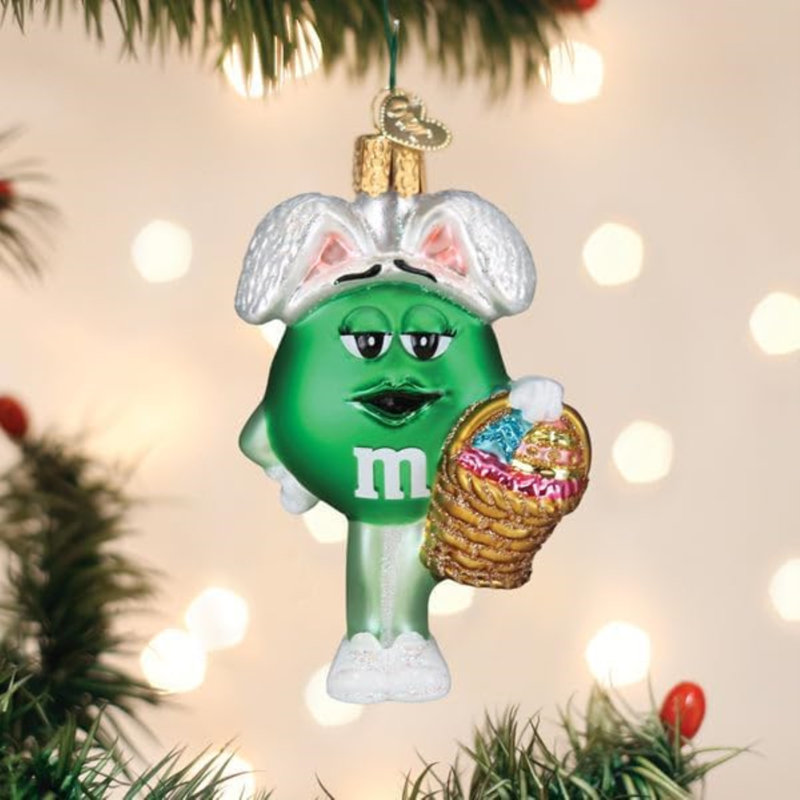 Old World Christmas Blown Glass Ornament for Christmas Tree, M&M'S Green Easter