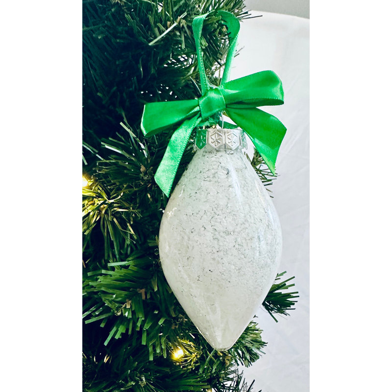Set of 3 Red, White, and Green Shatterproof Christmas Glitter Ornaments