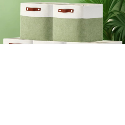 Fabric Storage Baskets with Handles, Foldable Linen Organizer Bins for Shelves, Closets, and Home Decor, Space Saving Collapsible Containers for Books, Clothes, and Toys