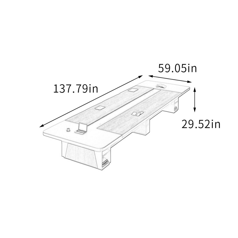 Table de conférence Modern, H 29,52 po x L 137,79 po x l 59,05 po, Noir/gris