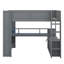 Lit mezzanine en bois pleine grandeur pour jouer, livré avec un bureau, plusieurs tablettes de rangement et une zone de chargement