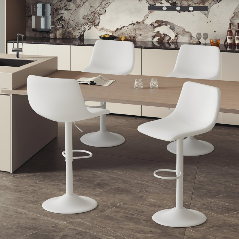 Esmay Adjustable Bar Stools with PU Leather Seats, Swivel Counter Height Chairs with Base and Gas Lift – Modern Bar Chairs for Kitchen Island, Breakfast Bar, Home Lounge Use