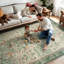  Tapis lavable à motif floral botanique vert sauge, tapis antidérapant traditionnel rétro pour le salon, la salle à manger et la chambre à coucher, revêtement de sol de style chalet-129514732-129514734