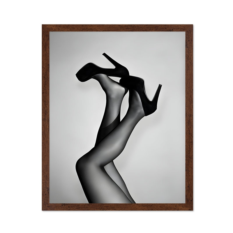 Lady in Heels, Poster, 08"H x 10"W, Brown Framed