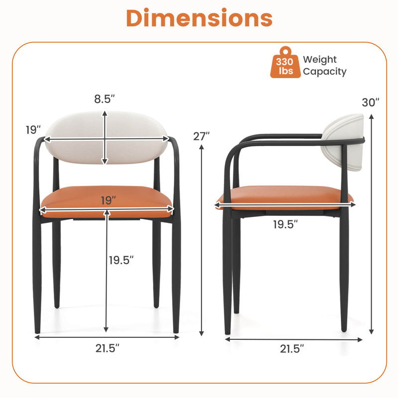 Chaises de salle à manger rembourrées avec dossiers et sièges rembourrés robustes, 2