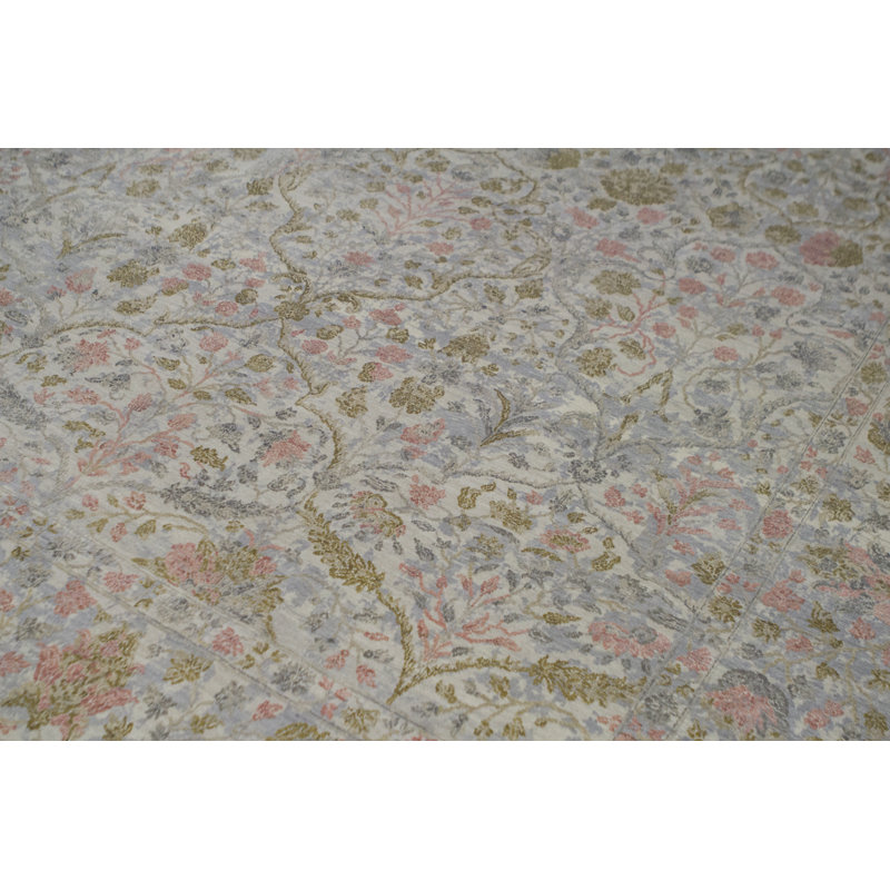 Shamas Floral Area Rug in Gray/Green/Pink/Blue