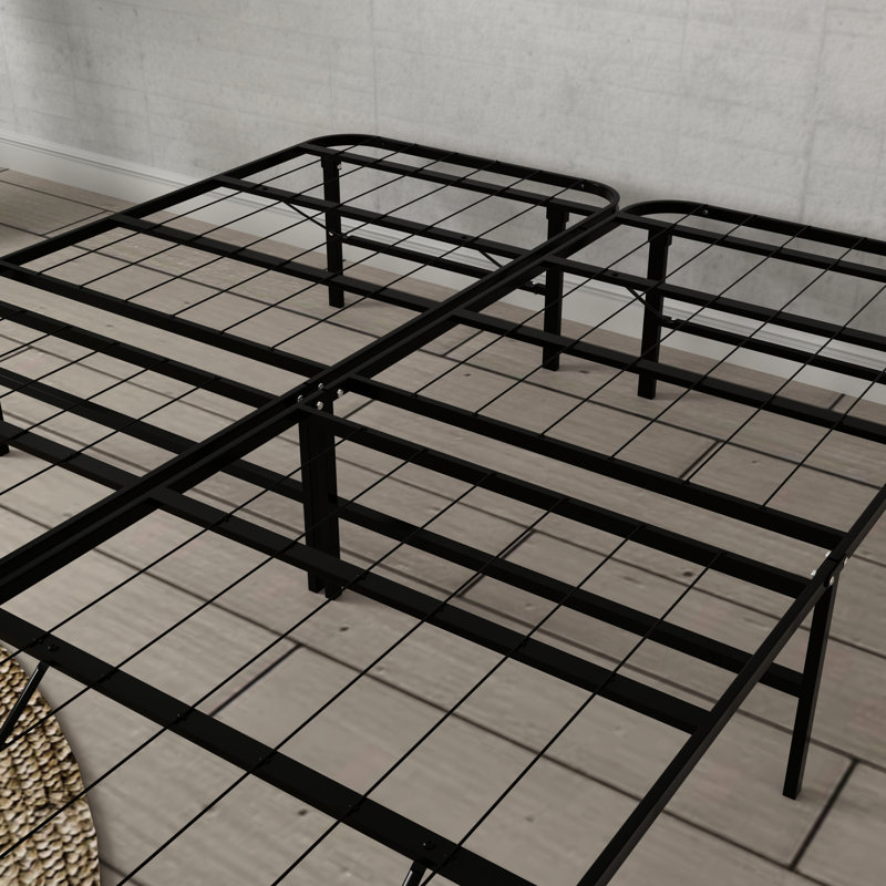 Black Steel King Platform Foundation, 14 - Inch High, No Box Spring, 2000 Pound Capacity, Simple And Fast Installation Tall With Underbed Space, Spring Needed, Assembly