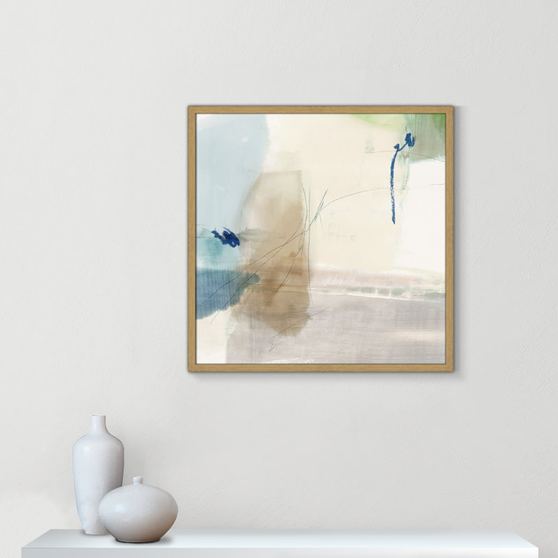 «Aquamarine Whispers II» par Casa Fine Arts, Papier avec cadre naturel naturel, Pas de tapis