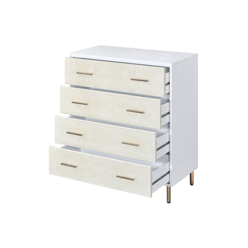 Demetrus 4-Drawer Rectangular Chest, Champagne/White
