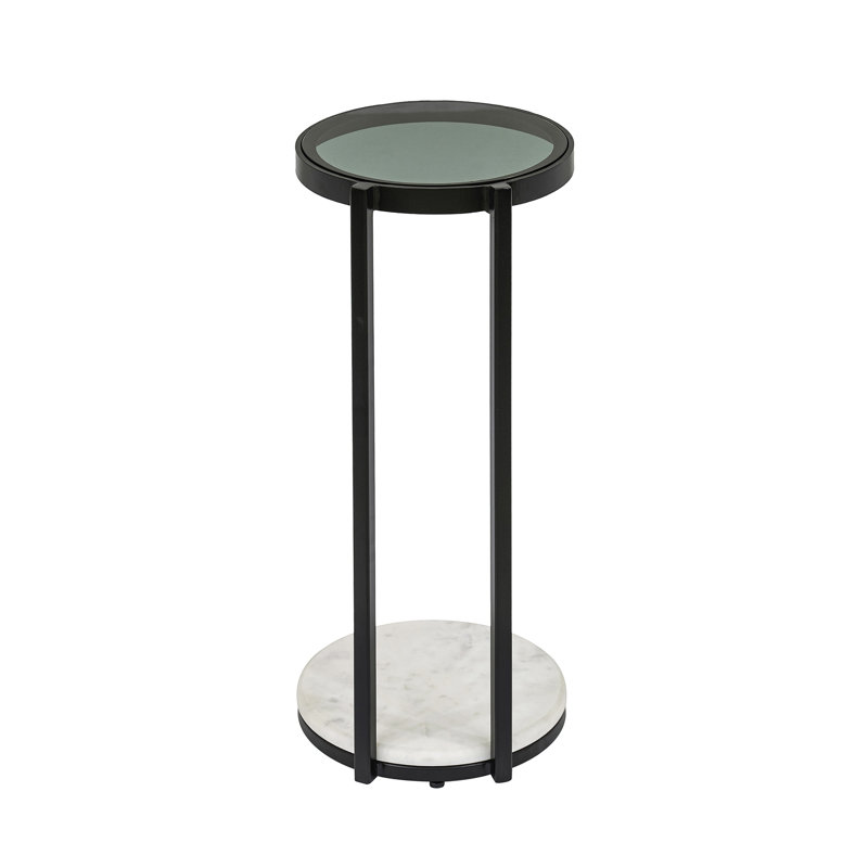 Table d'appoint avec plateau en verre et base en marbre
