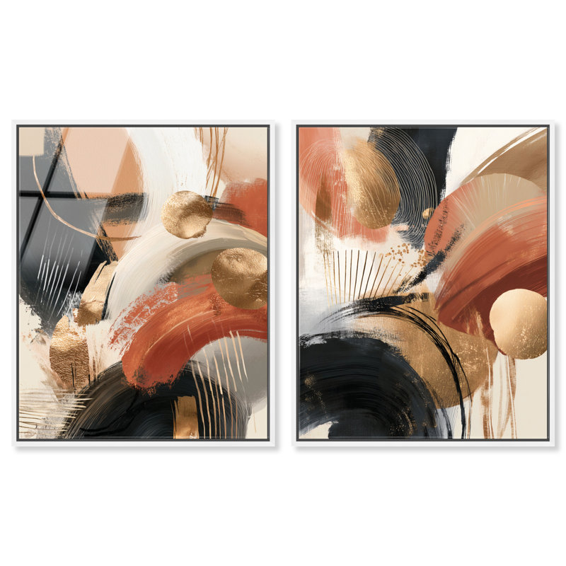 Ensemble d'art mural de salon terrestres par balayage Diptyque par Art Remedy, cadre argenté, 30 x 36, H 37 po x l 31 po