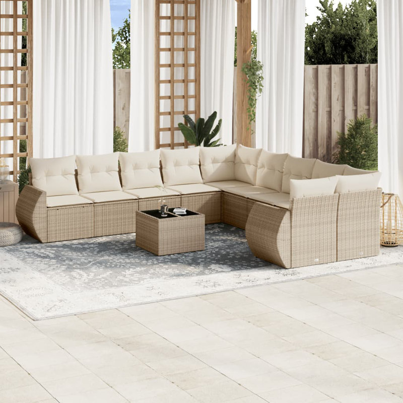 Grand canapé modulaire en rotin PE Vidaxl, Beige