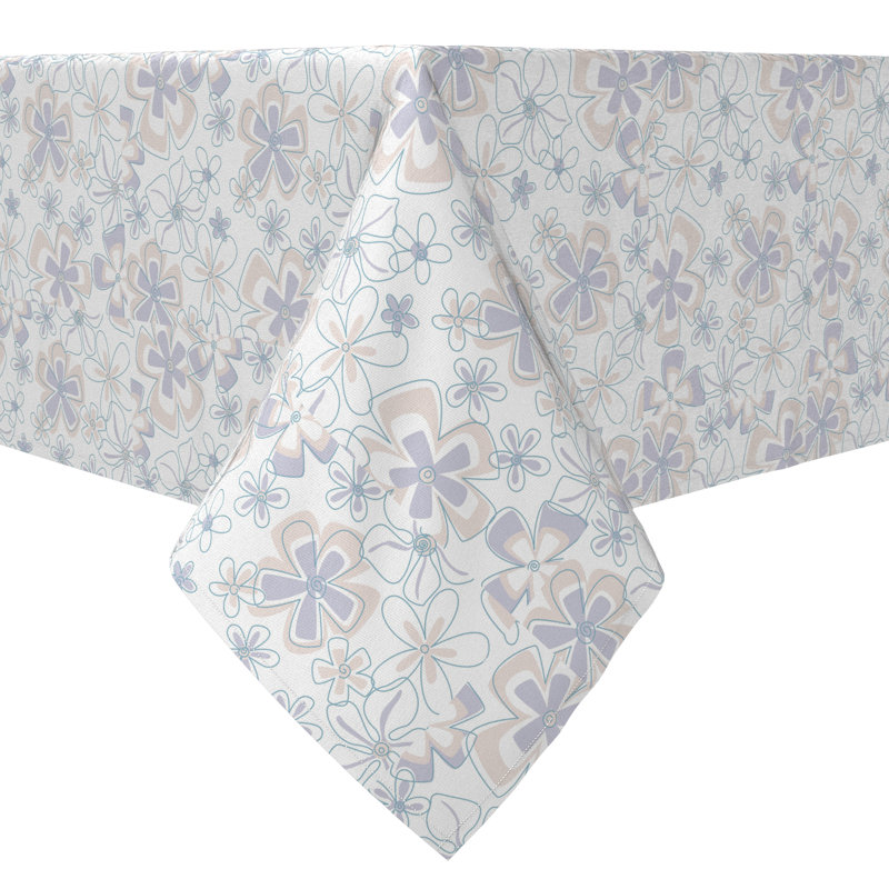 Rectangular Floral Cotton Twill Tablecloth, 84" L x 60" W