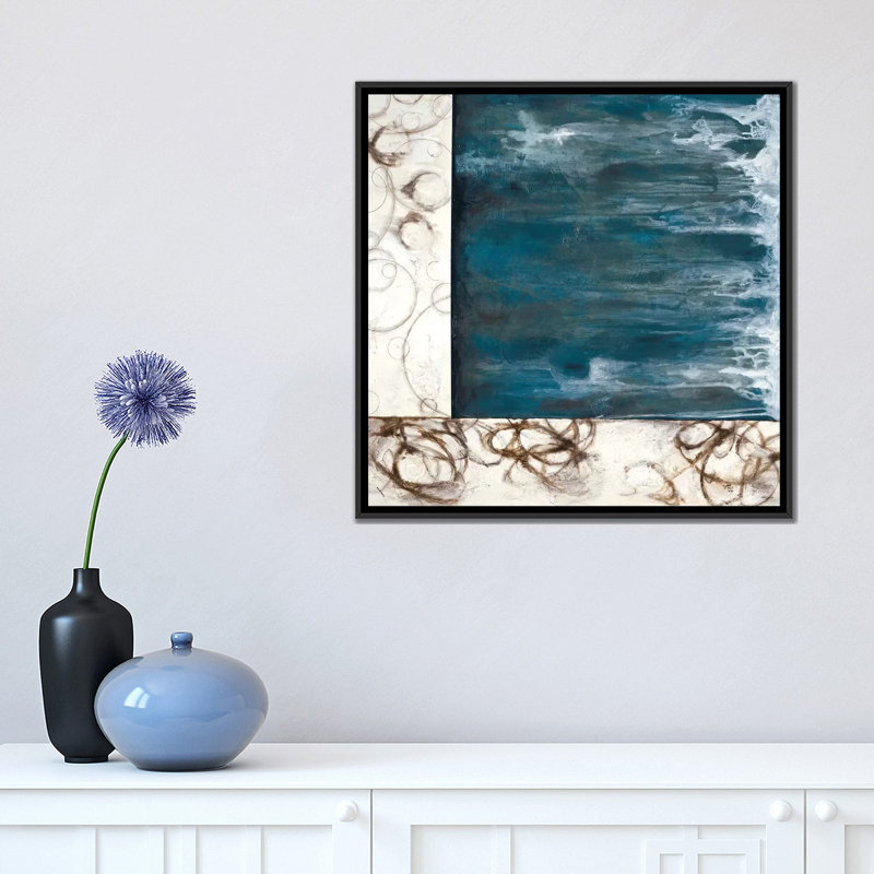 « stream », impression sur toile, H 18 po x l 18 po x P 1,5 po, Toile avec cadre noir, Pas de tapis
