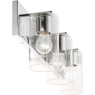 15 luminaire pour meuble-lavabo 3 lumières avec abat-jour en verre transparent pour salle de bain moderne
