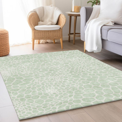 Tapis menthe Prisco lavable à la machine de qualité supérieure