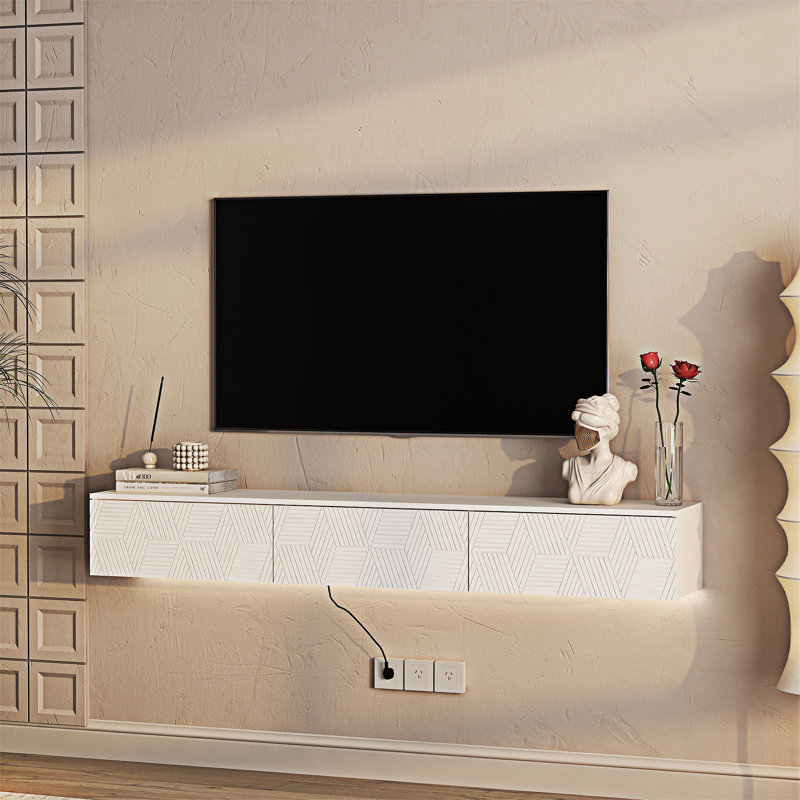 Floating TV Stand Wall Mounted, White