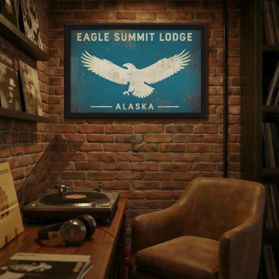 Imprimé à motif animaux, aigle, sommet du pavillon de l'Alaska
