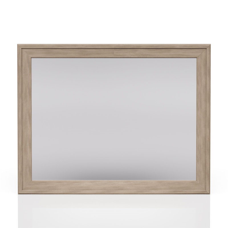 Miroir rectangulaire en bois couleur sable (miroir inclus seulement), Bois clair, 39 po x 46 po