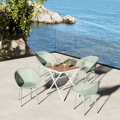Combinaison de chaises longues toutes saisons pour l'intérieur et l'extérieur, 2 chaises en PP de haute qualité, 1 PP avec pieds en métal, filet respirant, aucun entretien, soutien ergonomique