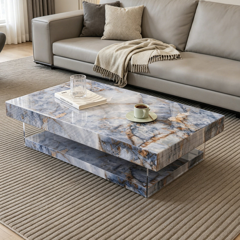 Table basse Minimalist, Blue, 11.81" H x 47.24" L x 27.55" W