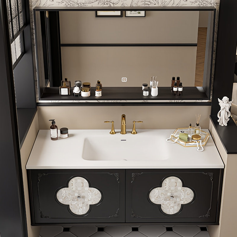 Armoire de salle de bain style français de luxe, H 19,68 po x l 51,18 po x P 21,65 po