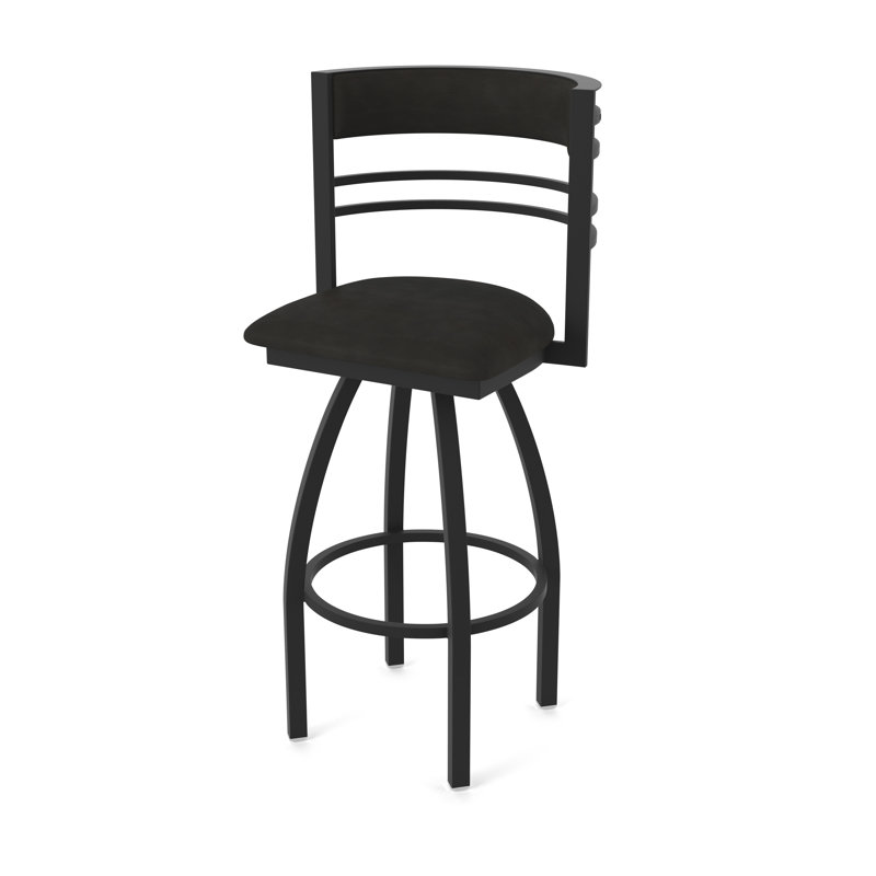Hunter Swivel Stool, Black Wrinkle, Tabouret de bar (siège d'une hauteur de 36 po), Vinyle - Espresso Canter