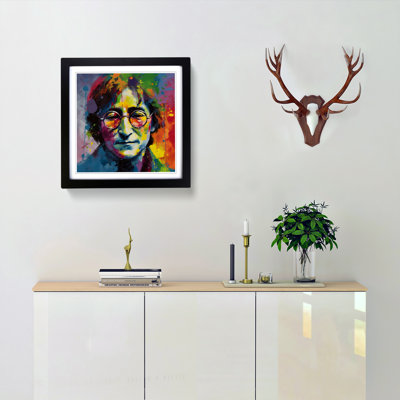 John Lennon Abstract - Single Picture Frame Print on Wood