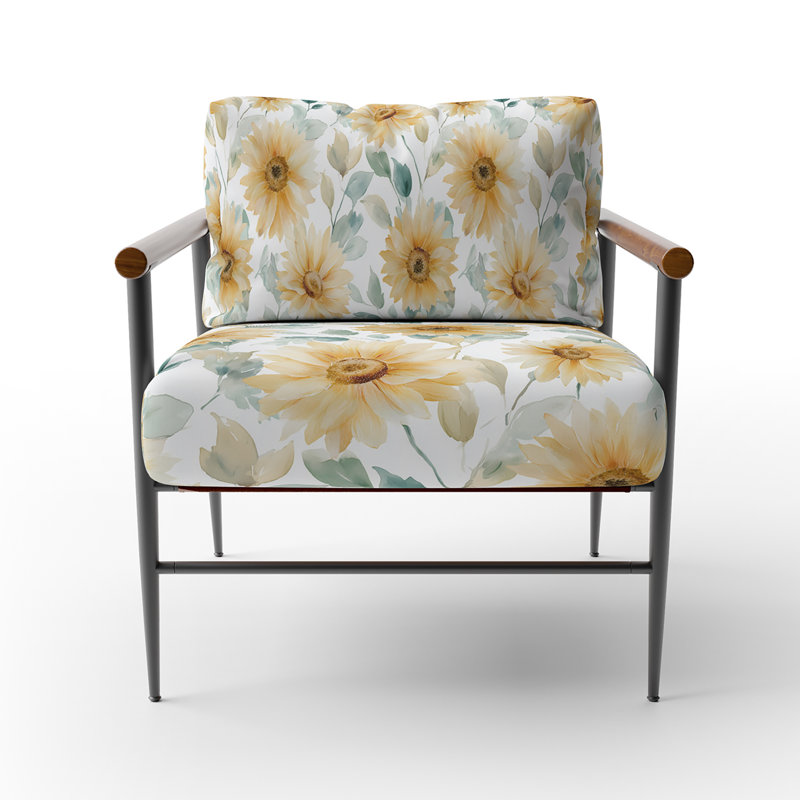 Chaise d'appoint Floral, Accoudoirs ronds