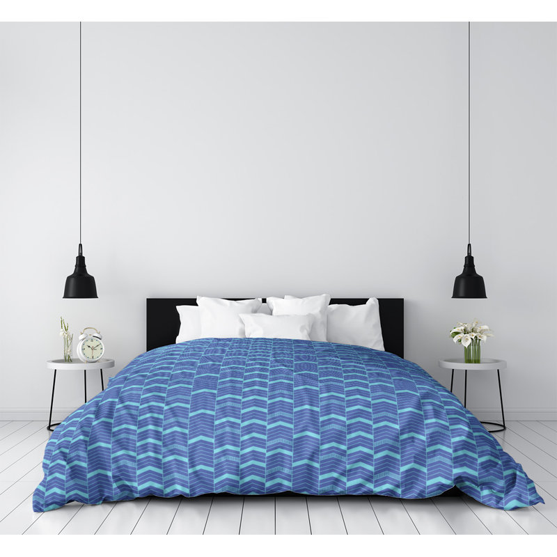 Housse de couette simple Rhonda, Housse de couette pour lit simple, Microfibre, Bleu / bleu sarcelle
