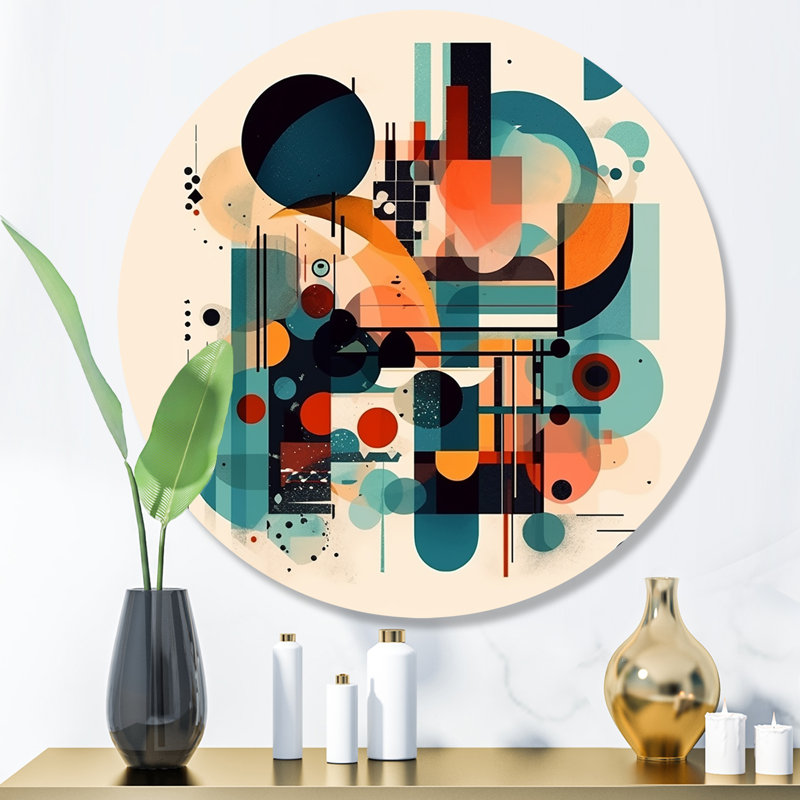 Décoration murale orange et bleue Contemplative Space II, H 16 po x l 16 po x P 1 po