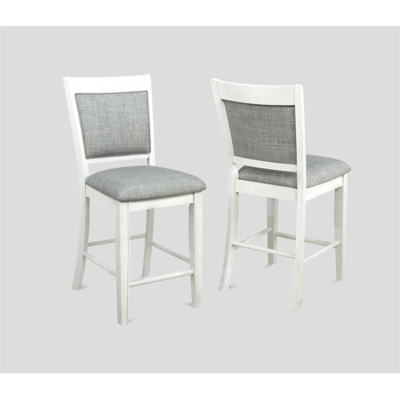 Chaise rembourrée en lin de style campagnard avec repose-pieds, ensemble de 2, pour salle à manger et bar modernes, Gris