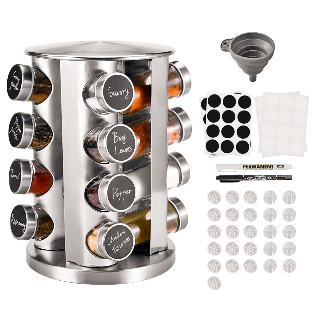 Free-Standing 16-Jar Spice Rack
