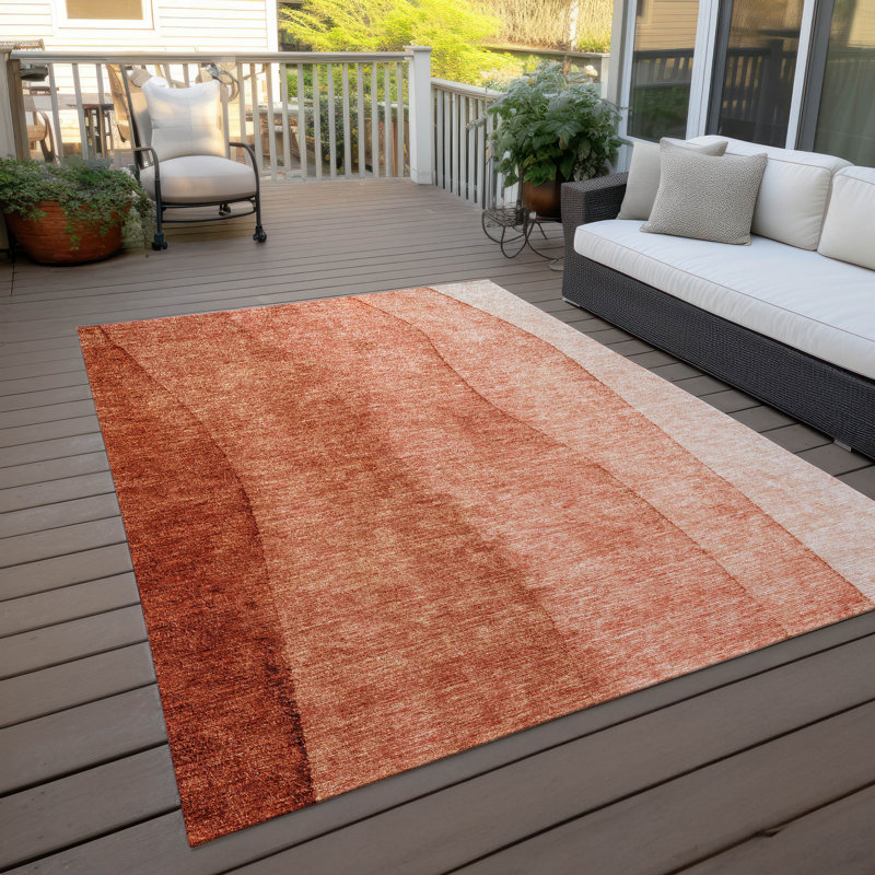Lavonia Flatweave Washable Ombre Indoor / Outdoor Rug, Rectangle 5' x 7'6"