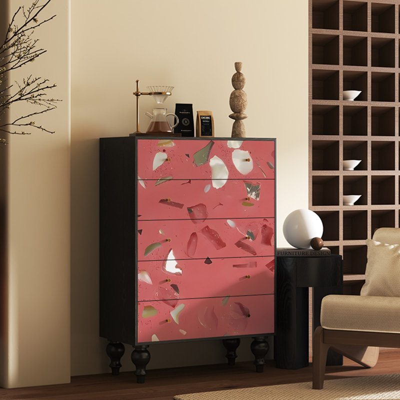 Commode d'entrée en bois massif à 5 tiroirs