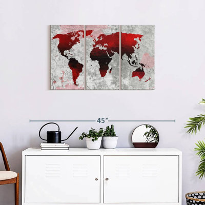 «Crimson World Map», reproduction sur toile