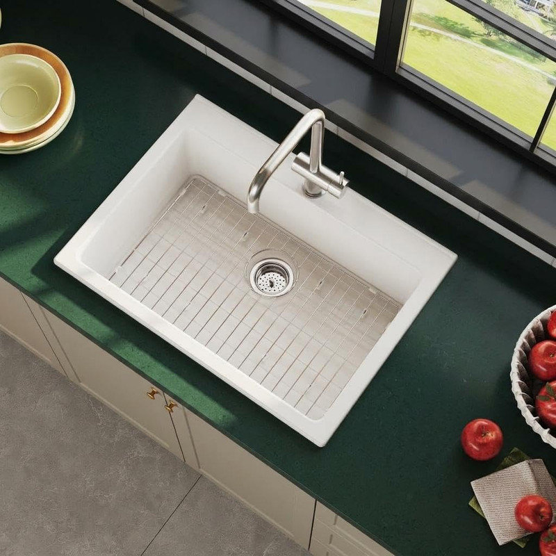 Évier de cuisine à tablier frontal blanc 30 po | Céramique argile réfractaire