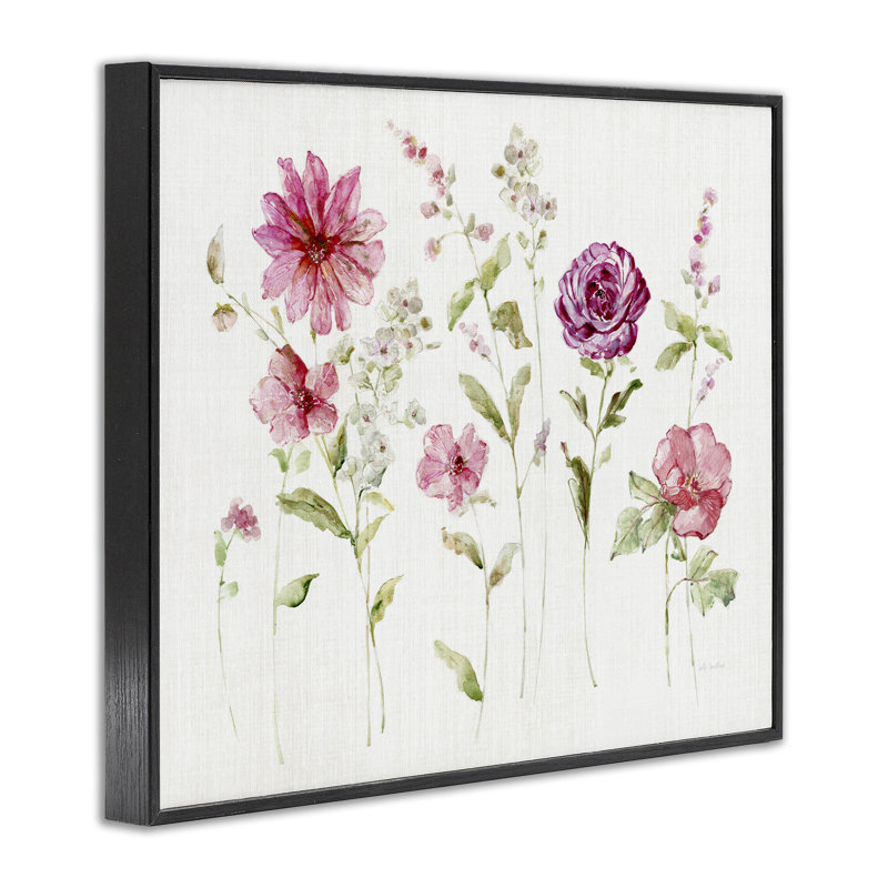  Blooming Rose Sprig, art de la giclée encadrée par Sally Swatland, H 11 po x l 14 po, Giclée encadrée noir minuit