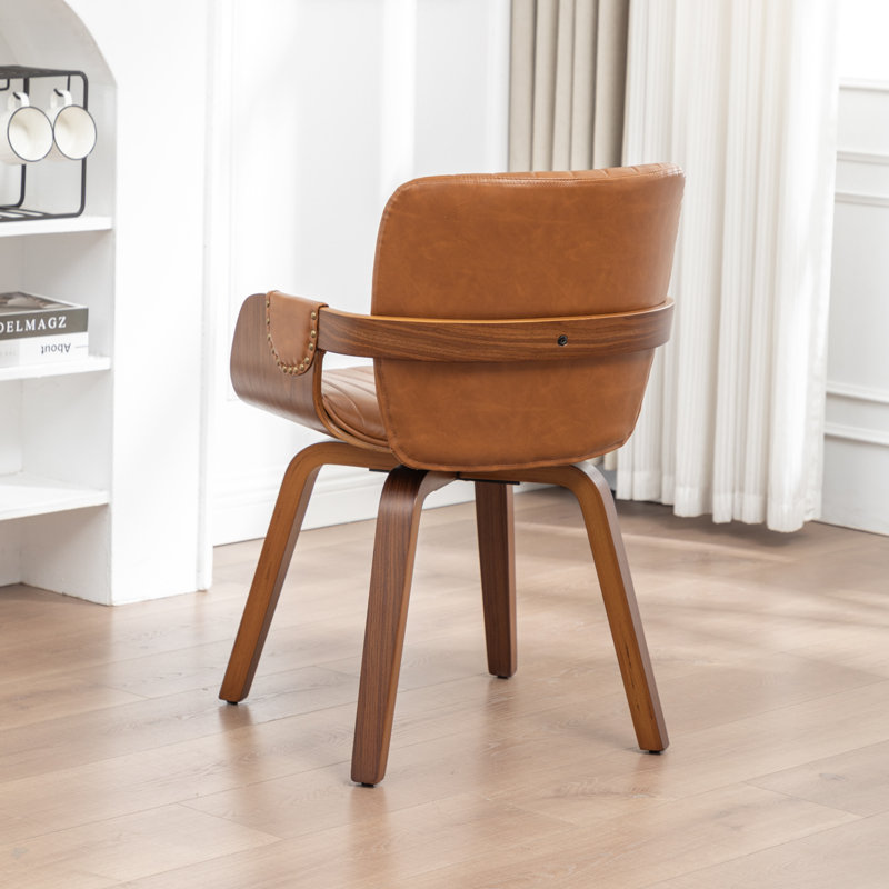Fauteuil pivotant rembourré en similicuir Dundrod, Brun