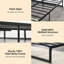 Structure de lit très grand avec support à lattes en acier, silencieux, base manuelle pour la plupart des matelas, noir-188230241