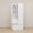 78.7" Floor-To-Ceiling Display Cabinet: Frosted Ribbed Glass, Removable Cushion & Styled Drawers
