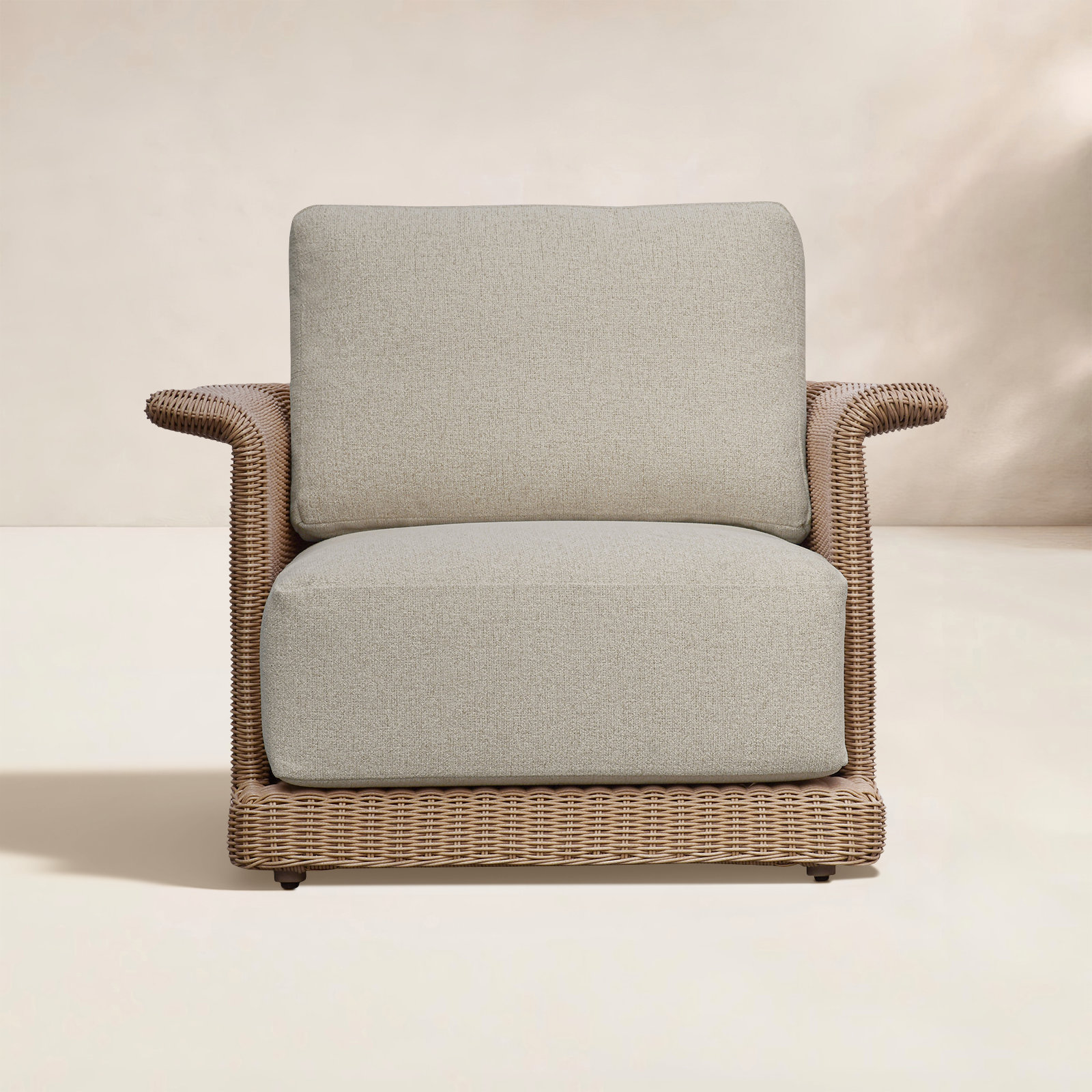 Aluminum Outdoor Lounge Chair, Beige, Natural