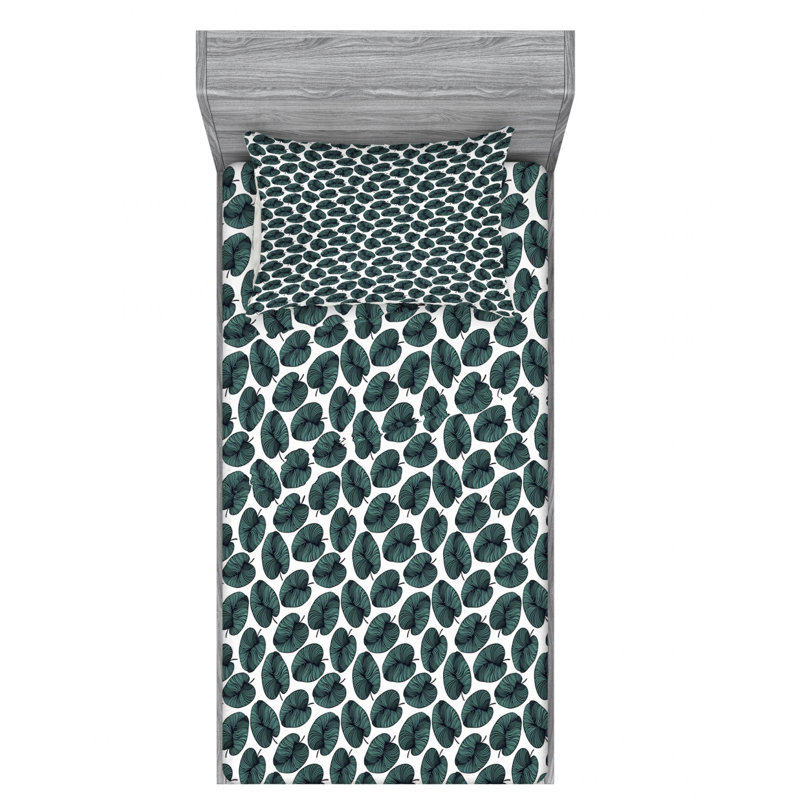 Ensemble de draps floral leaves, Ensemble de draps pour lit simple TG avec drap-hou