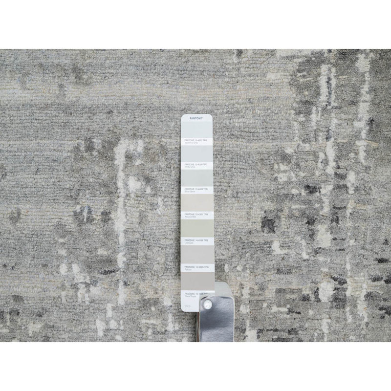 Tapis surdimensionné en laine naturelle noué à la main gris 12 pi x 14 pi 9 po B02167B45FDB4ÉGDBB80B49F42B397FC