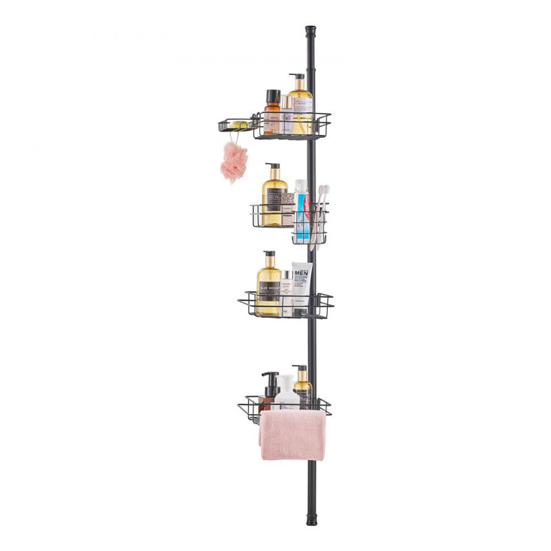 Fixed Stainless Steel Shower Shelf, Matte Black